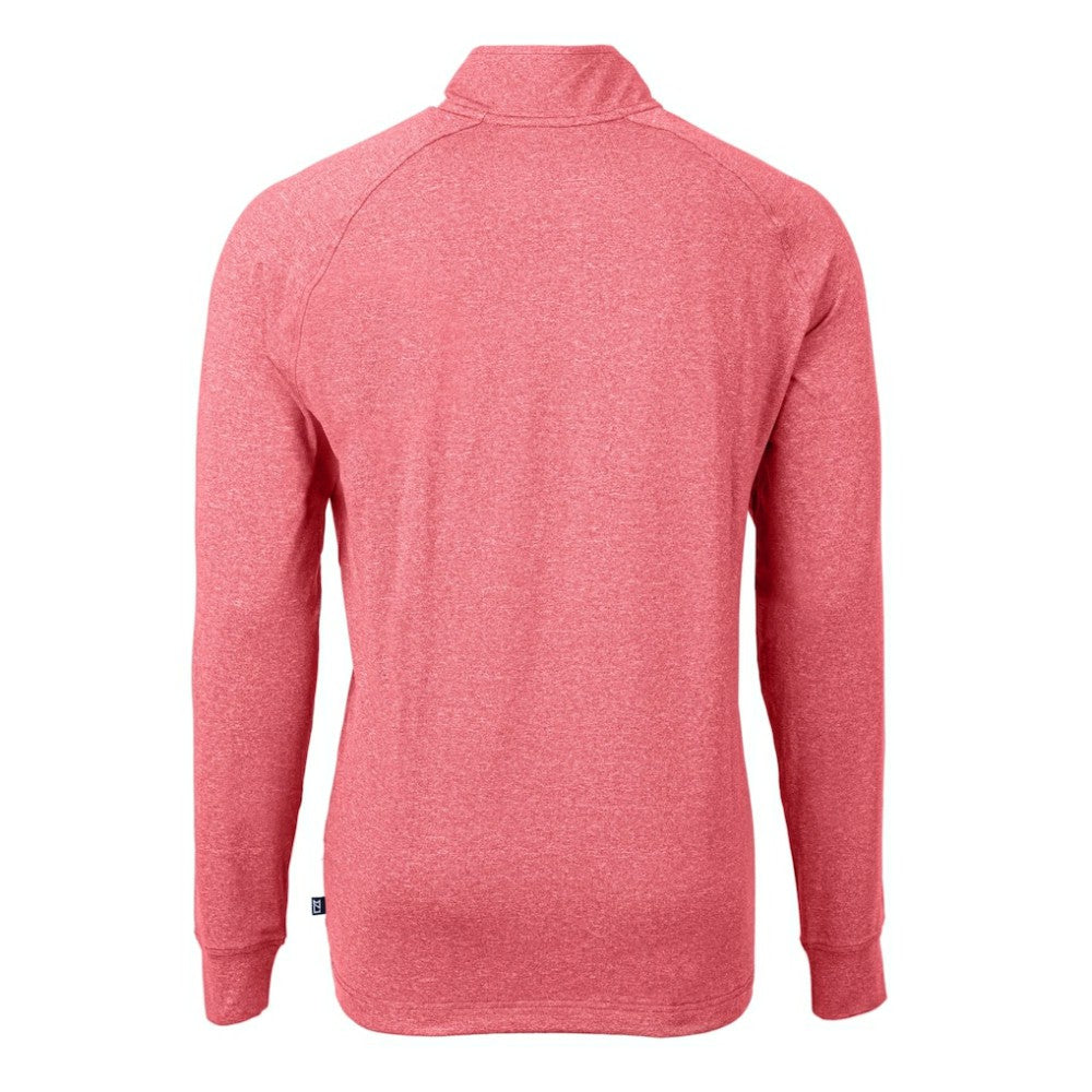 Heather Red Cincinnati Reds Cutter & Buck Adapt Eco Knit Stretch Recycled Quarter-Zip Pullover Top