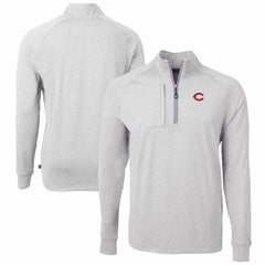 Heather Gray Cincinnati Reds Cutter & Buck Adapt Eco Knit Stretch Recycled Quarter-Zip Pullover Top