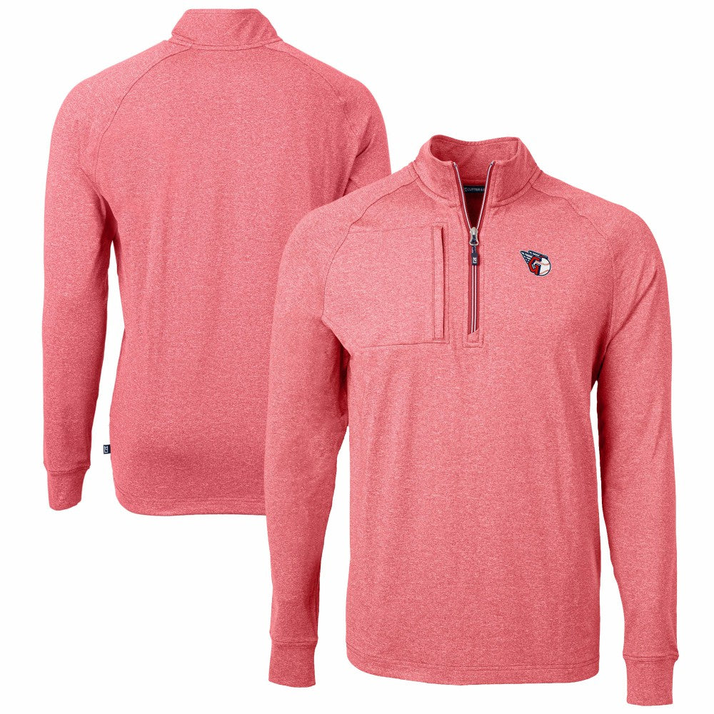 Heather Red Cleveland Guardians Cutter & Buck Adapt Eco Knit Stretch Recycled Quarter-Zip Pullover Top