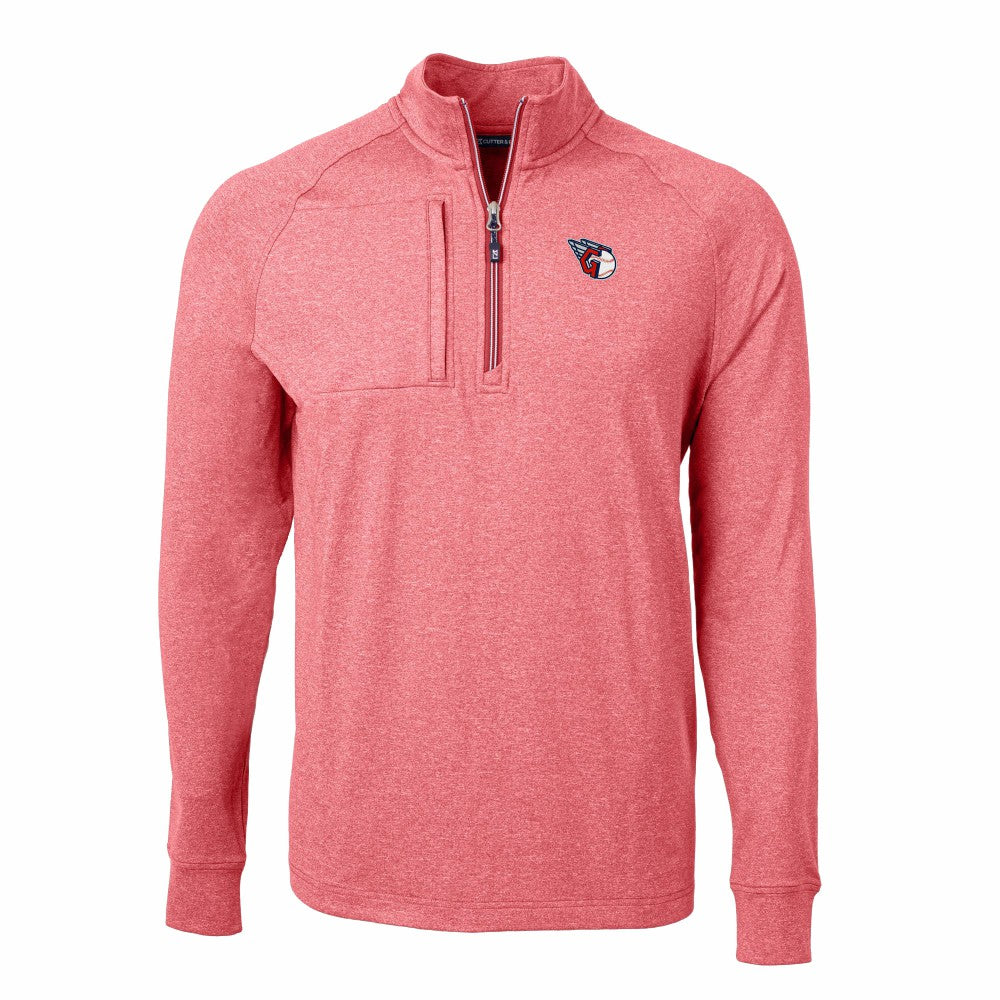 Heather Red Cleveland Guardians Cutter & Buck Adapt Eco Knit Stretch Recycled Quarter-Zip Pullover Top