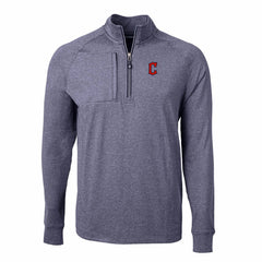 Heather Navy Cleveland Guardians Cutter & Buck Adapt Eco Knit Stretch Recycled Quarter-Zip Pullover Top