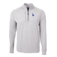 Heather Gray Los Angeles Dodgers Cutter & Buck Adapt Eco Knit Stretch Recycled Quarter-Zip Pullover Top
