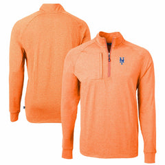 Heather Orange New York Mets Cutter & Buck Adapt Eco Knit Stretch Recycled Quarter-Zip Pullover Top