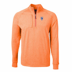 Heather Orange New York Mets Cutter & Buck Adapt Eco Knit Stretch Recycled Quarter-Zip Pullover Top