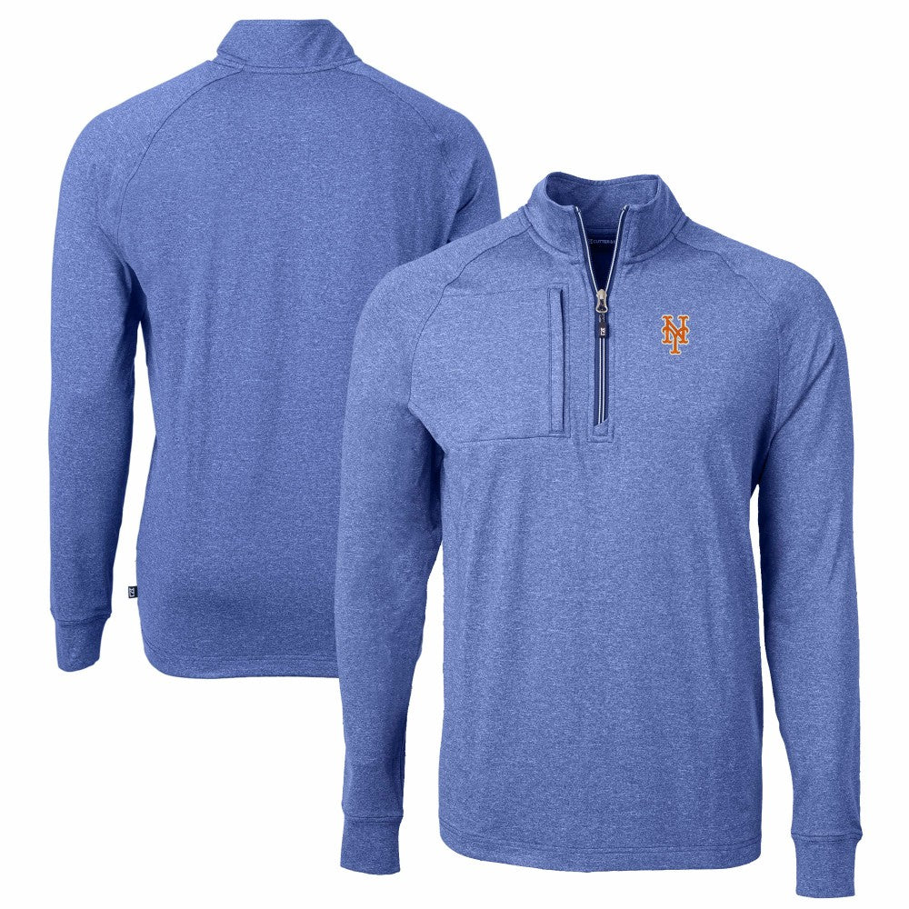Heather Royal New York Mets Cutter & Buck Adapt Eco Knit Stretch Recycled Quarter-Zip Pullover Top