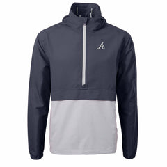 Navy/Gray Atlanta Braves Cutter & Buck Charter Eco Recycled Half-Zip Anorak Jacket