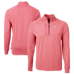 Heather Red Philadelphia Phillies Cutter & Buck Adapt Eco Knit Stretch Recycled Quarter-Zip Pullover Top