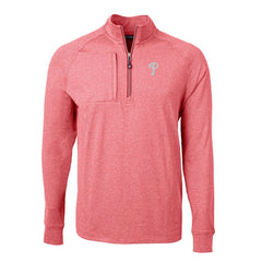 Heather Red Philadelphia Phillies Cutter & Buck Adapt Eco Knit Stretch Recycled Quarter-Zip Pullover Top