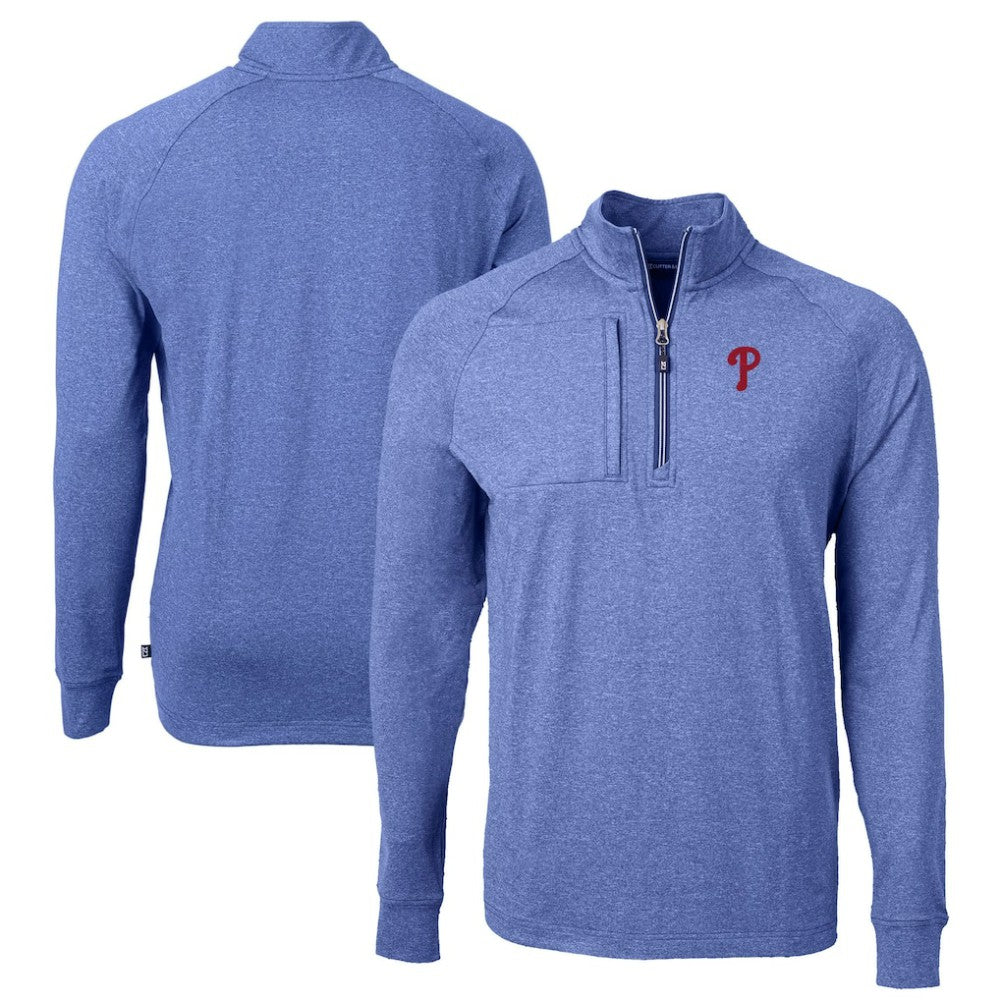 Heather Royal Philadelphia Phillies Cutter & Buck Adapt Eco Knit Stretch Recycled Quarter-Zip Pullover Top