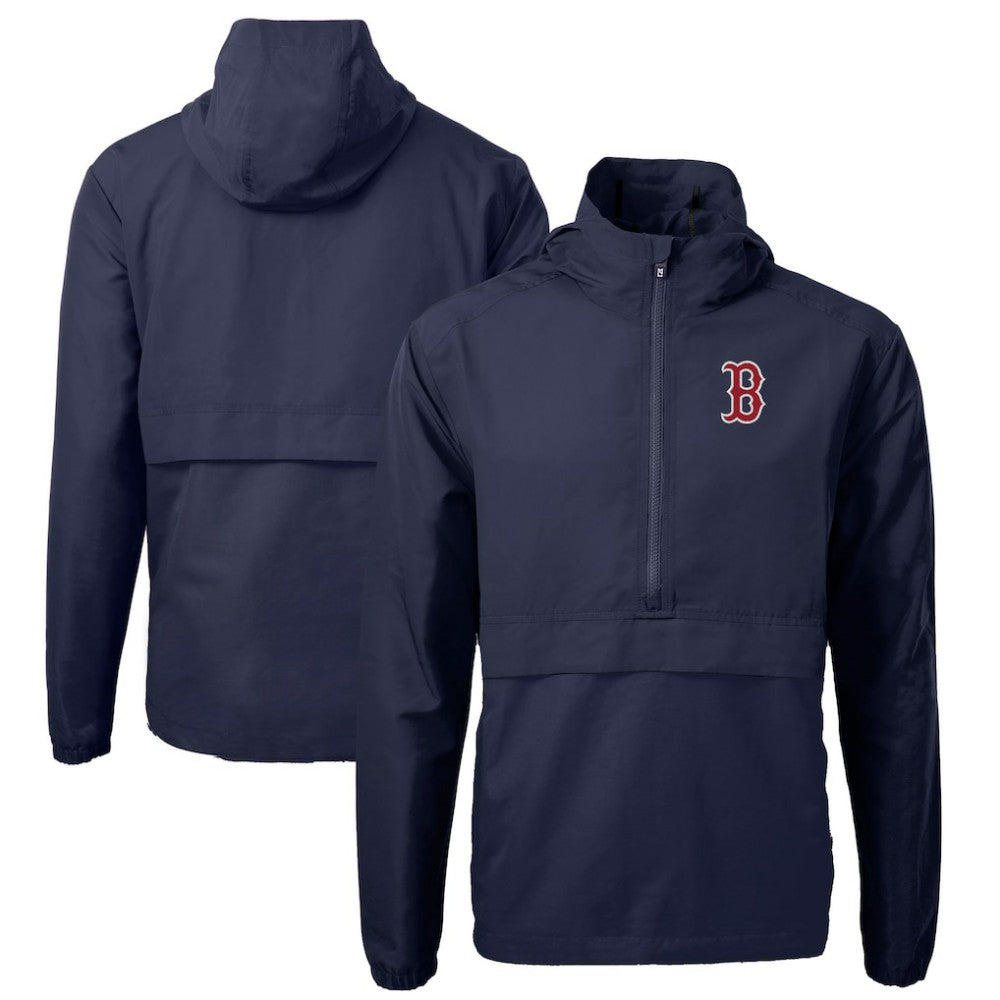 Navy Boston Red Sox Cutter & Buck Charter Eco Recycled Half-Zip Anorak Jacket
