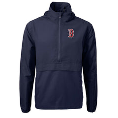Navy Boston Red Sox Cutter & Buck Charter Eco Recycled Half-Zip Anorak Jacket