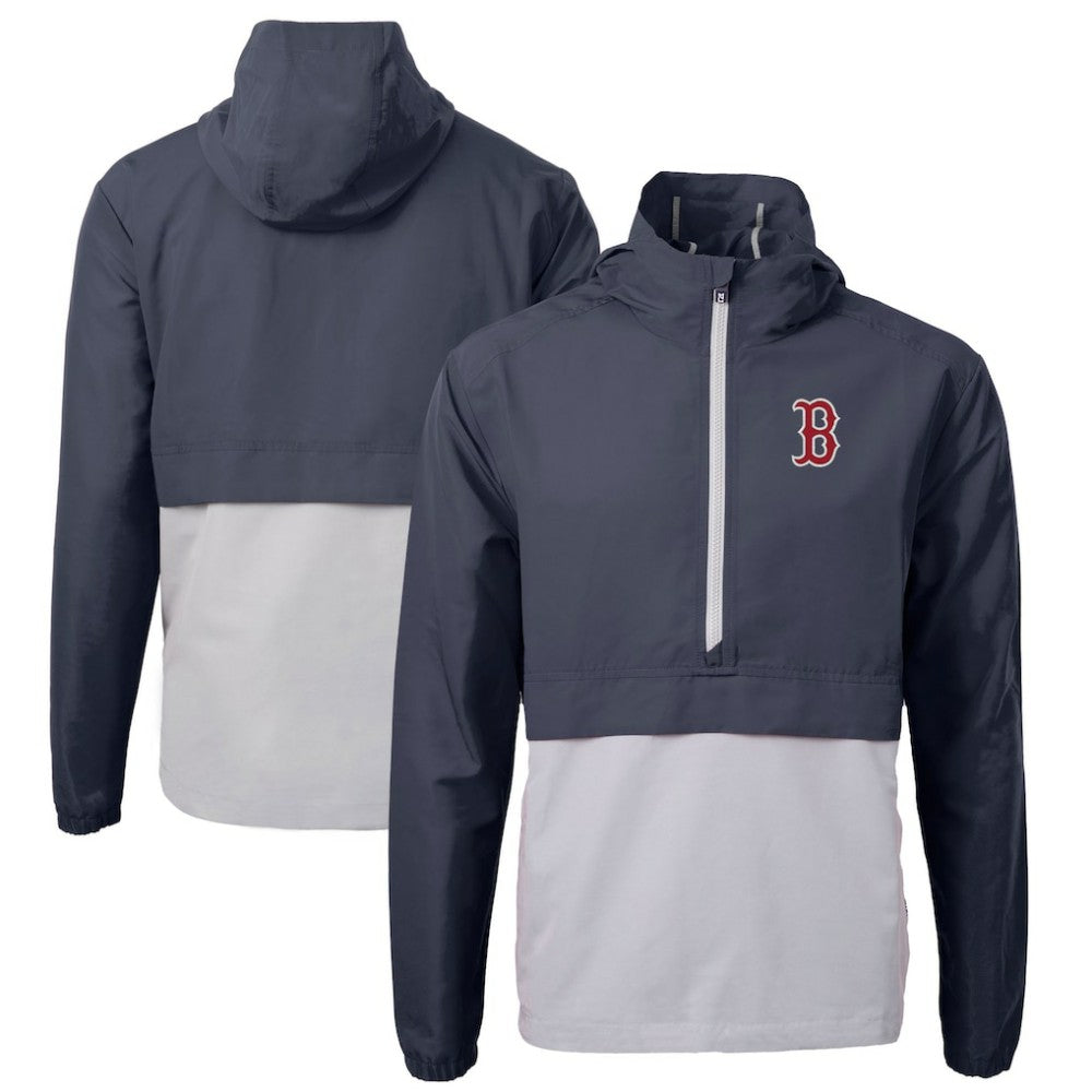 Navy/Gray Boston Red Sox Cutter & Buck Charter Eco Recycled Half-Zip Anorak Jacket