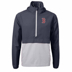Navy/Gray Boston Red Sox Cutter & Buck Charter Eco Recycled Half-Zip Anorak Jacket