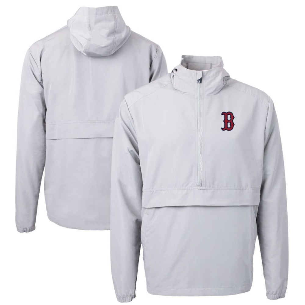 Gray Boston Red Sox Cutter & Buck Charter Eco Recycled Half-Zip Anorak Jacket