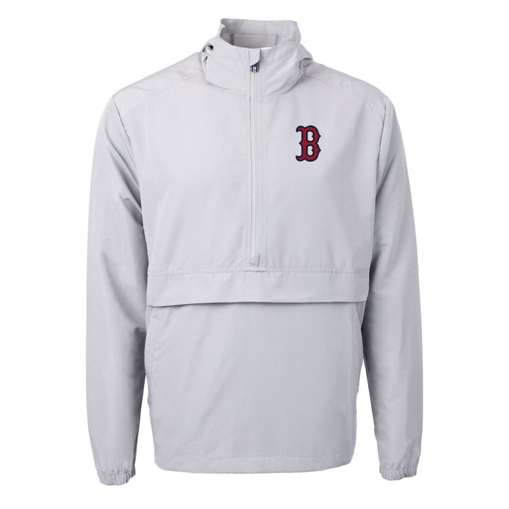 Gray Boston Red Sox Cutter & Buck Charter Eco Recycled Half-Zip Anorak Jacket