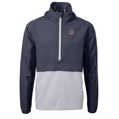 Navy/Gray Chicago Cubs Cutter & Buck Charter Eco Recycled Half-Zip Anorak Jacket