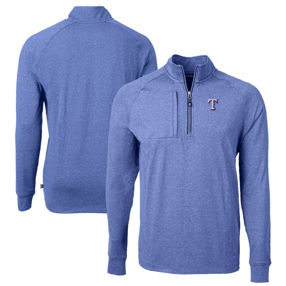 Heather Royal Texas Rangers Cutter & Buck Adapt Eco Knit Stretch Recycled Quarter-Zip Pullover Top