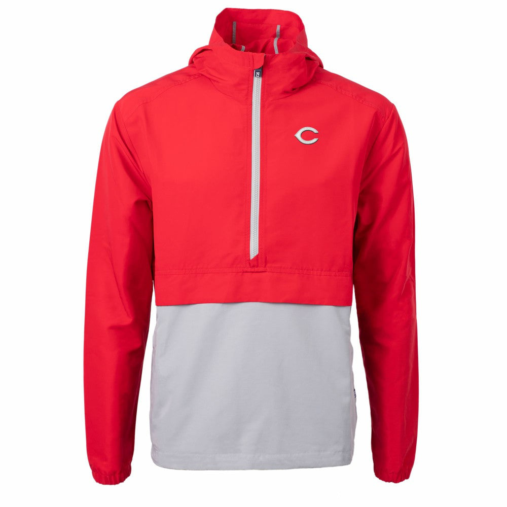 Red/Gray Cincinnati Reds Cutter & Buck Charter Eco Recycled Half-Zip Anorak Jacket