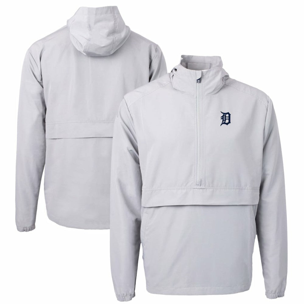 Gray Detroit Tigers Cutter & Buck Charter Eco Recycled Half-Zip Anorak Jacket