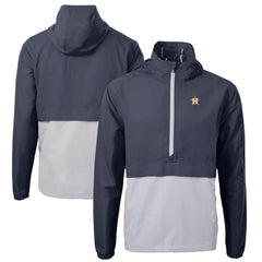 Navy/Gray Houston Astros Cutter & Buck Charter Eco Recycled Half-Zip Anorak Jacket