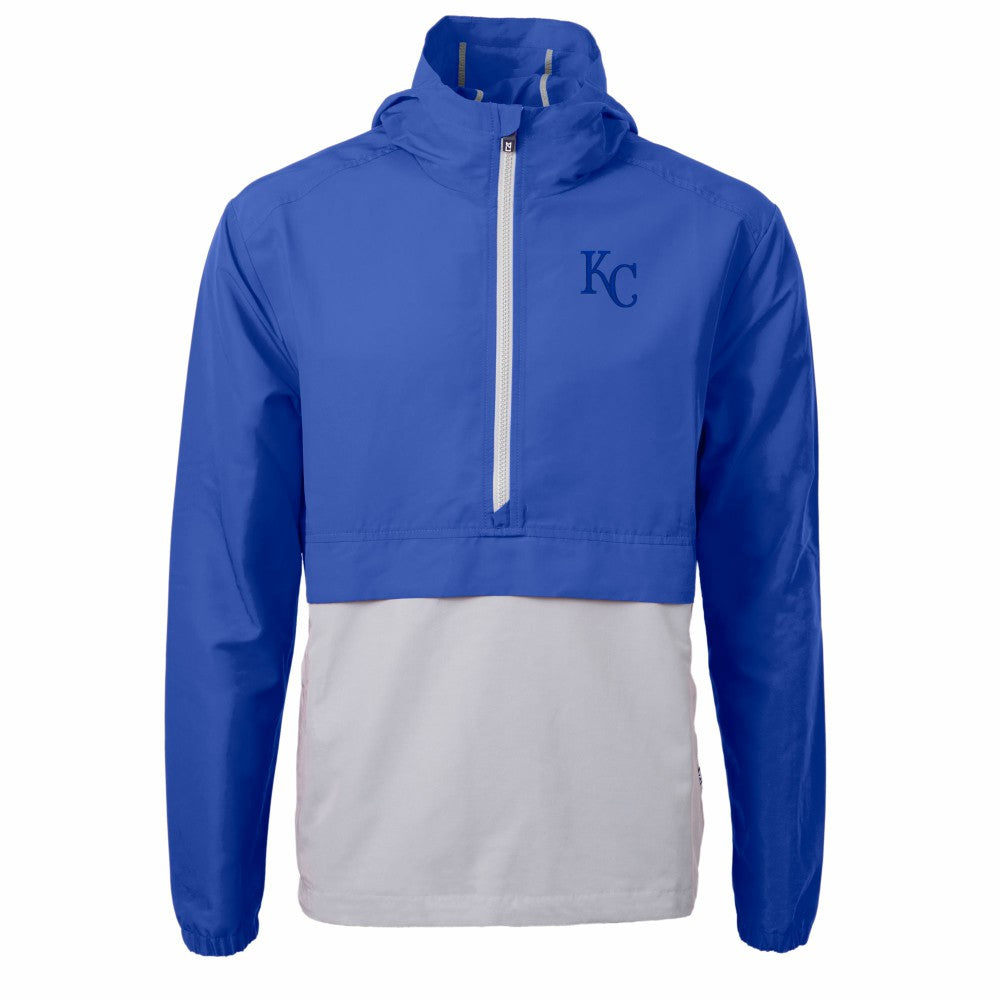 Royal/Gray Kansas City Royals Cutter & Buck Charter Eco Recycled Half-Zip Anorak Jacket