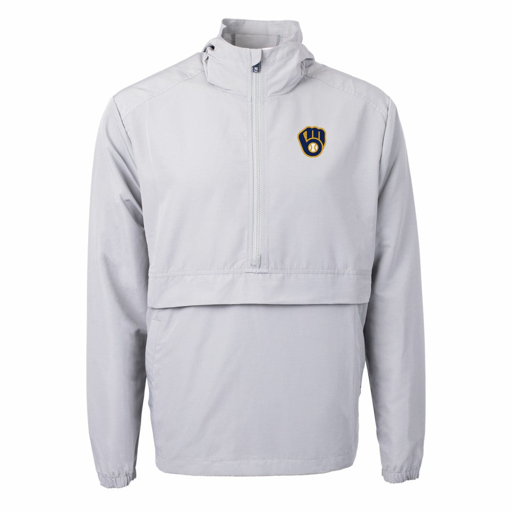 Gray Milwaukee Brewers Cutter & Buck Charter Eco Recycled Half-Zip Anorak Jacket