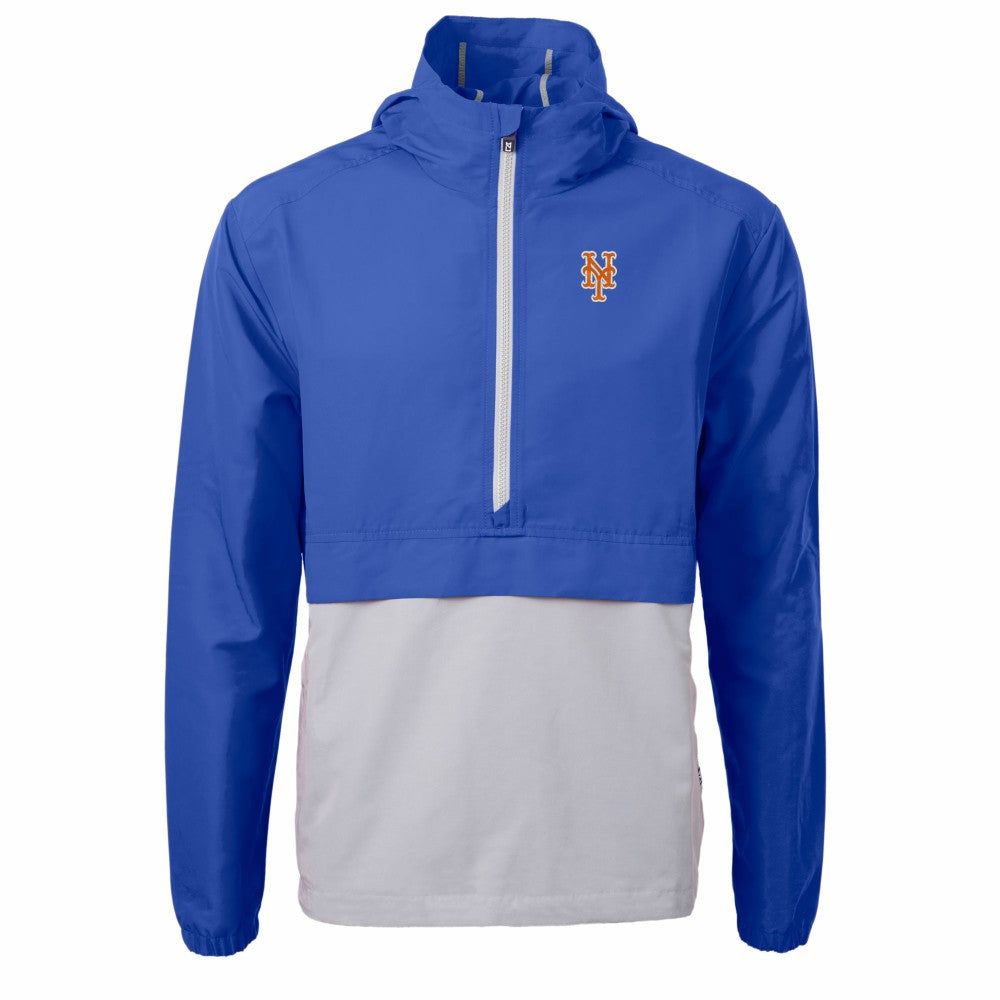 Royal/Gray New York Mets Cutter & Buck Charter Eco Recycled Half-Zip Anorak Jacket