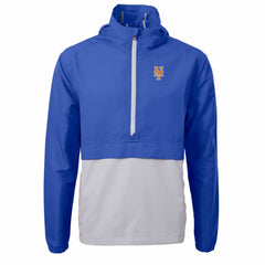 Royal/Gray New York Mets Cutter & Buck Charter Eco Recycled Half-Zip Anorak Jacket