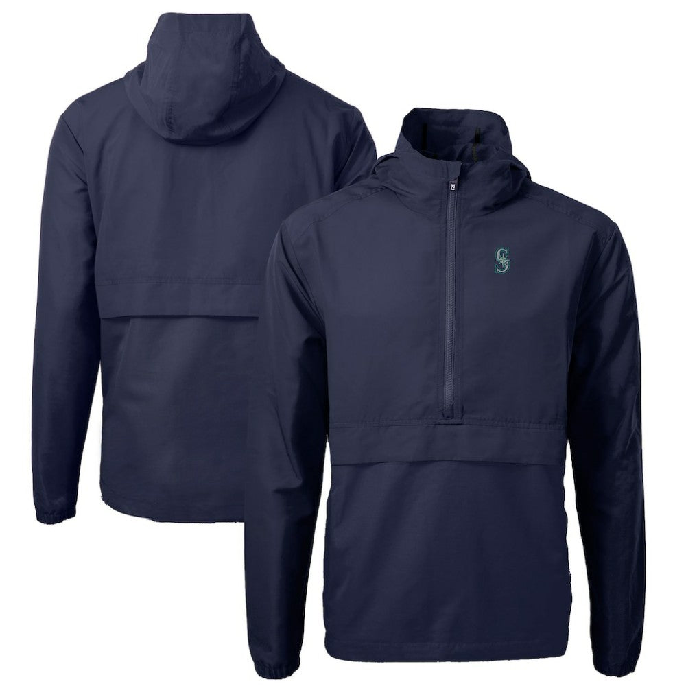 Navy Seattle Mariners Cutter & Buck Charter Eco Recycled Half-Zip Anorak Jacket
