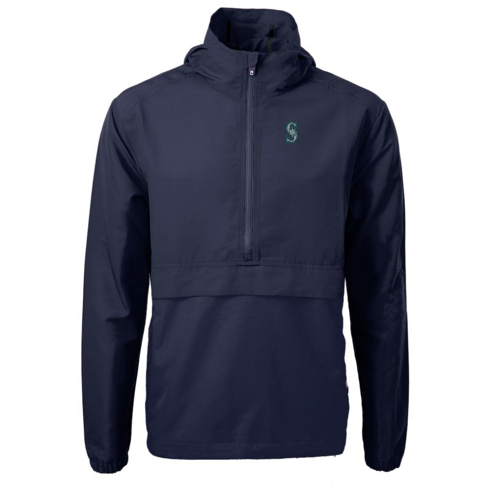 Navy Seattle Mariners Cutter & Buck Charter Eco Recycled Half-Zip Anorak Jacket