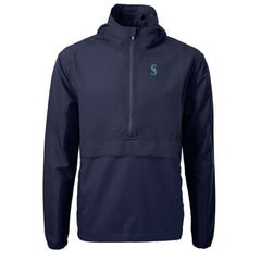 Navy Seattle Mariners Cutter & Buck Charter Eco Recycled Half-Zip Anorak Jacket