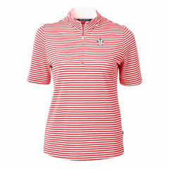 Red Houston Astros Cutter & Buck Women's Virtue Eco Pique Stripe Recycled Quarter-Zip Pullover Top