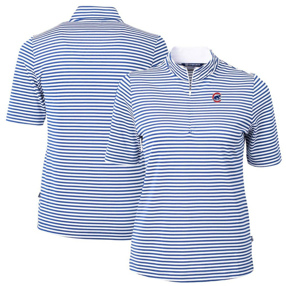 Blue Chicago Cubs Cutter & Buck Women's Virtue Eco Pique Stripe Top