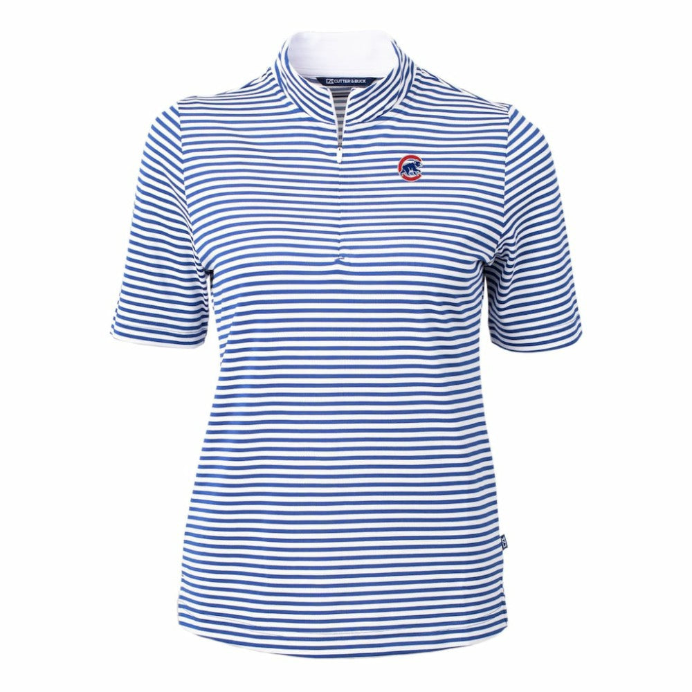 Blue Chicago Cubs Cutter & Buck Women's Virtue Eco Pique Stripe Top