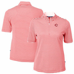 Red Cincinnati Reds Cutter & Buck Women's Virtue Eco Pique Stripe Top