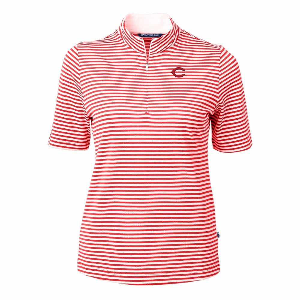 Red Cincinnati Reds Cutter & Buck Women's Virtue Eco Pique Stripe Top