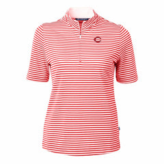 Red Cincinnati Reds Cutter & Buck Women's Virtue Eco Pique Stripe Top