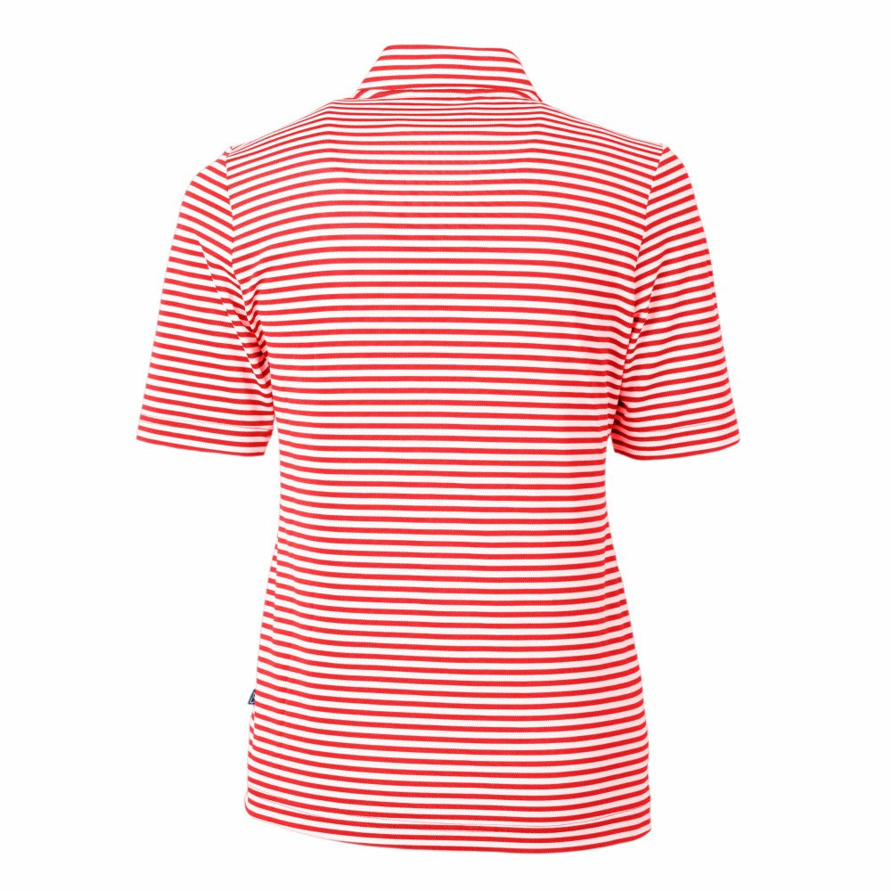 Red Cincinnati Reds Cutter & Buck Women's Virtue Eco Pique Stripe Top