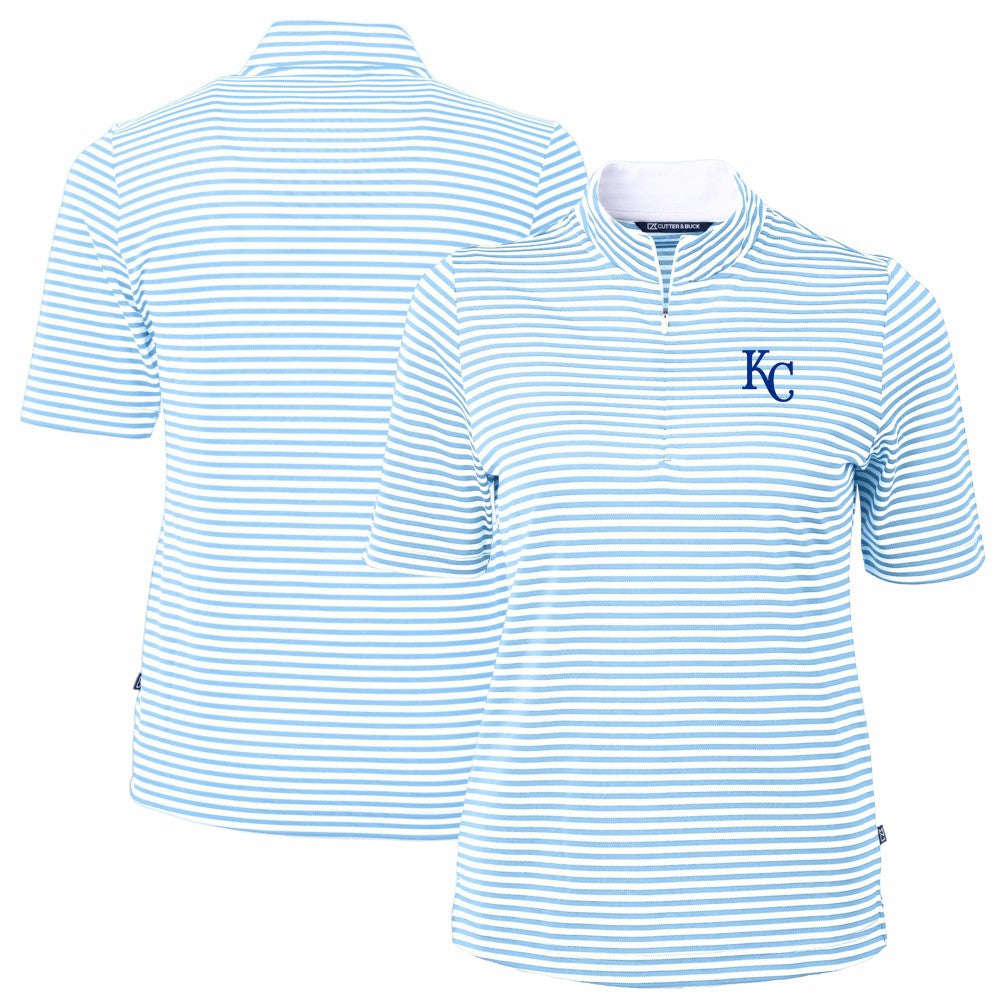 Powder Blue Kansas City Royals Cutter & Buck Women's Virtue Eco Pique Stripe Top