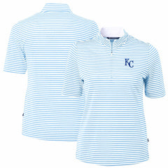 Powder Blue Kansas City Royals Cutter & Buck Women's Virtue Eco Pique Stripe Top