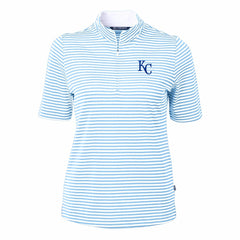 Powder Blue Kansas City Royals Cutter & Buck Women's Virtue Eco Pique Stripe Top