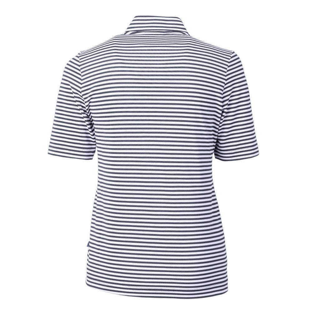 Navy Milwaukee Brewers Cutter & Buck Women's Virtue Eco Pique Stripe Top