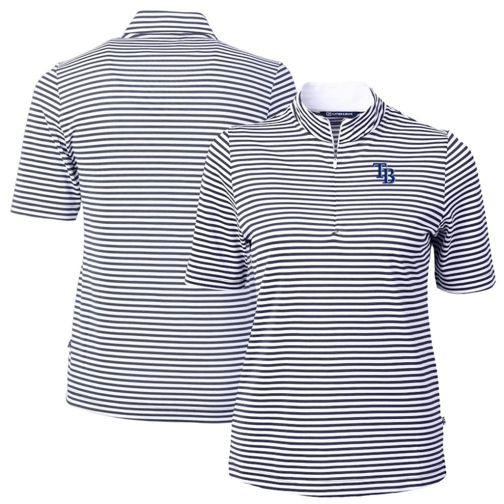 Navy Tampa Bay Rays Cutter & Buck Women's Virtue Eco Pique Stripe Top