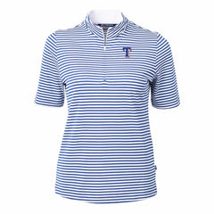 Blue Texas Rangers Cutter & Buck Women's Virtue Eco Pique Stripe Top