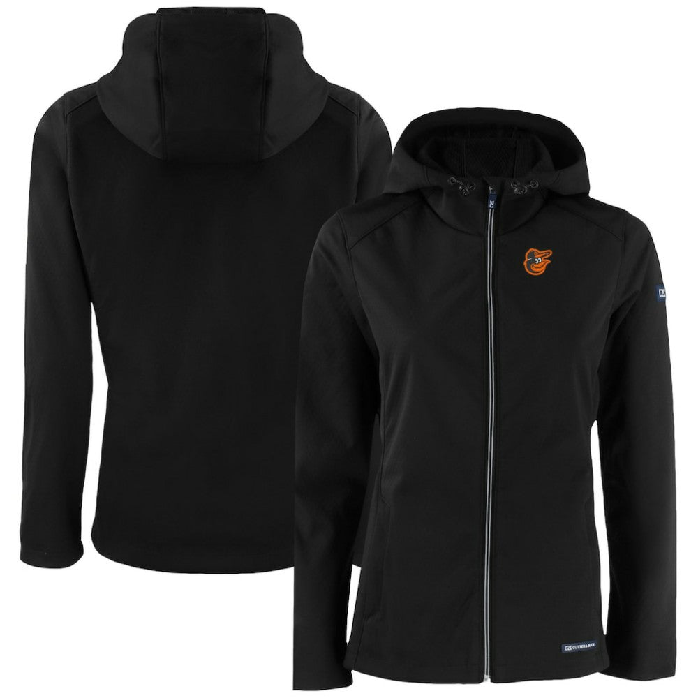 Black Baltimore Orioles Cutter & Buck Women's Evoke Eco Softshell Recycled Full-Zip Jacket