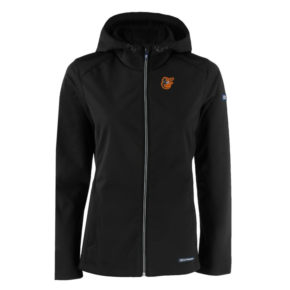 Black Baltimore Orioles Cutter & Buck Women's Evoke Eco Softshell Recycled Full-Zip Jacket