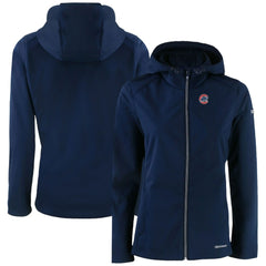 Navy Chicago Cubs Cutter & Buck Women's Evoke Eco Softshell Recycled Full-Zip Jacket
