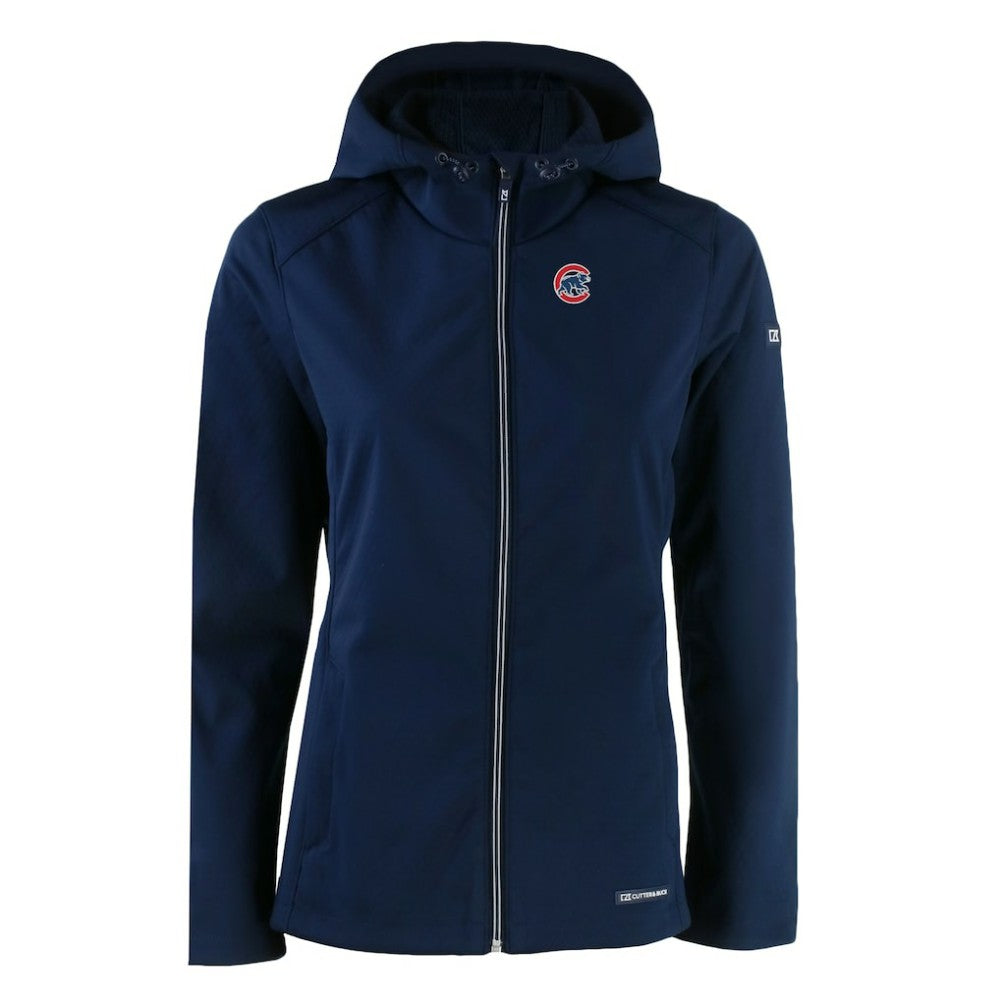 Navy Chicago Cubs Cutter & Buck Women's Evoke Eco Softshell Recycled Full-Zip Jacket