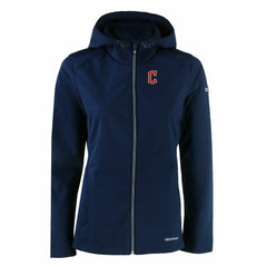 Navy Cleveland Guardians Cutter & Buck Women's Evoke Eco Softshell Recycled Full-Zip Jacket