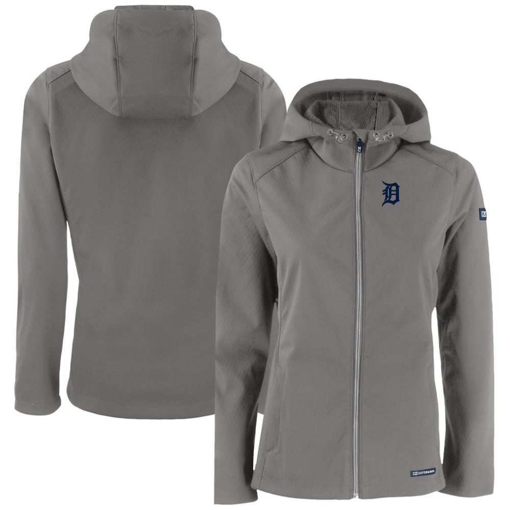 Gray Detroit Tigers Cutter & Buck Women's Evoke Eco Softshell Recycled Full-Zip Jacket